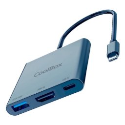Base para portátil CoolBox miniDock C31 USB-C HDMI 4K Power Delivery aluminio