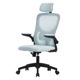 ML Design Silla de Oficina Ergonómica con Asiento Regulable y Reposacabezas Azul