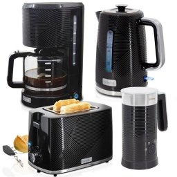 Set desayuno Briebe Skt1185blk Elegance negro tostadora hervidor cafetera espumador