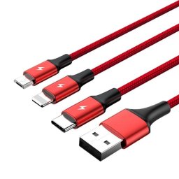 Cable USB UNITEK C4049RD 1,2 m Rojo USB A a USB C/Micro-USB B/Lightning