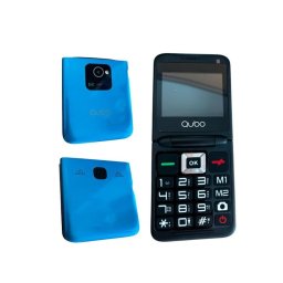 Teléfono móvil Qubo X-10BK con tapa, Dual SIM, Bluetooth y radio FM, azul