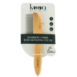 kooa peine de bambú con cerdas rotativas para perros - 21,5 x 5,5 cm (L x An)