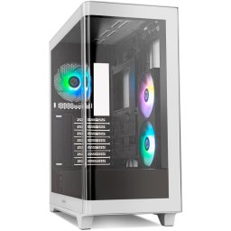 Caja PC NOX Hummer ETHER Semitorre Gaming Cristal Curvo ATX USB-C Blanco y Negro