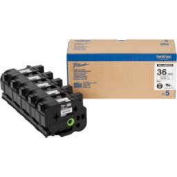 BROTHER P-TOUCH HGE-261 - Cinta de alta calidad, negro sobre blanco, multipack, 36 mm