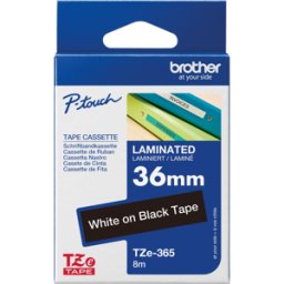 BROTHER P-TOUCH TZE365 - Cinta laminada, blanco sobre negro, 36mm