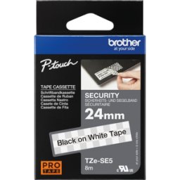 BROTHER P-TOUCH TZESE5 - Cinta de sellado (seguridad), negro sobre blanco, 24mm