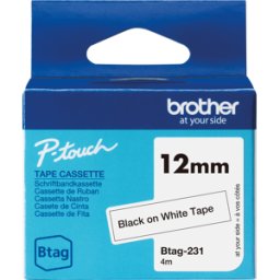 BROTHER P-TOUCH BTAG231 - Cinta de escritura, negra sobre blanco, 12 mm, Btag
