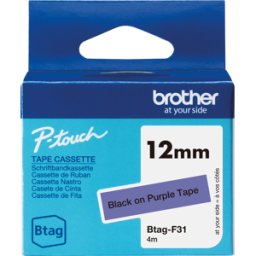 BROTHER P-TOUCH BTAGF31 - Cinta de escritura, negra sobre lila, 12 mm, azul