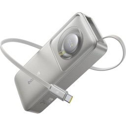 Power Bank Baseus Free2Pull 10000 mAh 30 W Apta para aviones Gris lunar