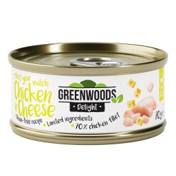 Greenwoods Delight filete de pollo con queso en latas para gatos - Pack % - 48 x 70 g