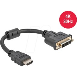 DELOCK 65206 - Adaptador HDMI macho a DVI 24+5 hembra 4K 30 Hz 20 cm