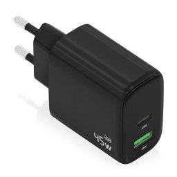 Cargador de dispositivos móviles Aisens A110-0972 GaN 45W USB-C USB-A carga rápida negro