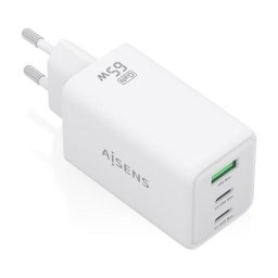 Cargador de dispositivos móviles Aisens ASCH-65W3P072-W GaN 65W USB-C y USB-A carga rápida