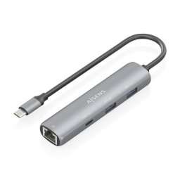 Dock USB-C Aisens ASUC-4P039-GR con Ethernet Gigabit y HUB 1xUSB-C 2xUSB-A Gris 15 cm