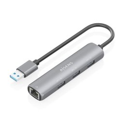 Base para portátil Aisens ASUC-4P034-GR USB-A Ethernet Gigabit Hub 3xUSB Gris 15cm