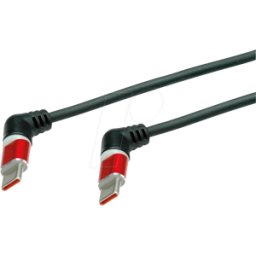 ROLINE 11028350 - Cable USB 2,0 C macho a C macho, 360°, 60W, negro/rojo, 1,5 m.
