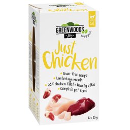 Greenwoods Joy filete de pollo en tarrinas para gatos Pack % 24 x 85 g