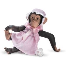 LOLA LA CHIMPANCÉ VESTIDO ROSA ESTRELLAS BLANCAS