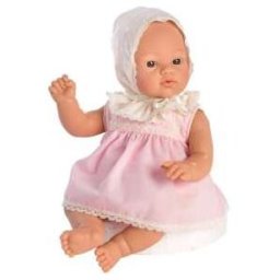 KOKE CON VESTIDO ROSA CON CAPOTA BORADA BEIGE