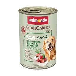 animonda GranCarno Adult Single Protein Superfoods 24 x 400 g - Pack ahorro - Pollo y espinacas, frambuesas, semillas de calabaza