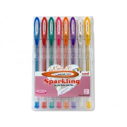 Boligrafo uni ball um-120 signo 1 mm tinta gel estuche de 8 colores con purpurina