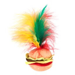 Crinkle Burger con plumas juguete con catnip para gatos - 1 unidad