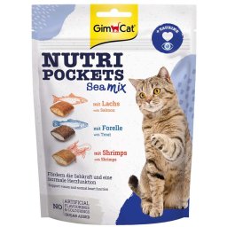 GimCat Nutri Pockets snacks para gatos Malta Vitaminas Mix - Pack % - Sea Mix (3 x 150 g)