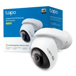 Tapo TC46 Cámara de Vigilancia 360º Exterior, 4K 8MP, Detección IA Gratuita Avanzada, Reconocimiento Facial, Visión Nocturna a Color