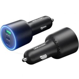 Cargador de coche Vention FFQB0 100W 2x USB-C y USB-A carga rápida