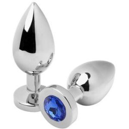 Metal Hard Anal Plug Diamond Azul Medium 7,62cm 1ud