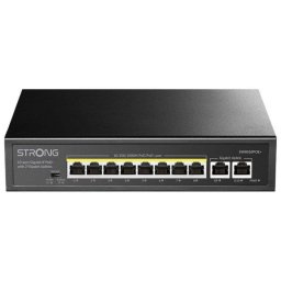 Switch Strong SW8010POE+ 8 Puertos Gigabit PoE+ 2 Uplink VLAN Alto Rendimiento