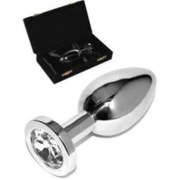 Metal Hard Anal Plug Diamond Transparente Small 5.71cm 1ud