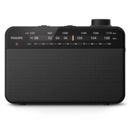 Philips TAR2509/10 Radio Portátil FM/AM con Altavoz de 3.5", Funciona con Pilas o Cable de Corriente