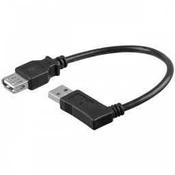 Goobay Cable Prolongador Acodado USB 2.0 Hembra/Macho 15cm Negro