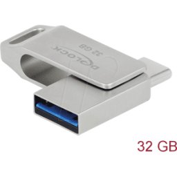 DELOCK 54074 - USB 3.2 Gen 1 USB-C™ + Type-A Memory Stick 32 GB - Metal Housing