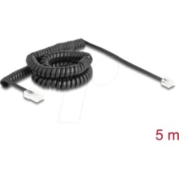 DELOCK 88481 - Cable telefónico / espiral, clavija RJ11 / clavija RJ45, 5 m