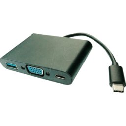 VALUE 12993201 - Adaptador USB-C > VGA, USB-a, PD, negro, 0,10 m