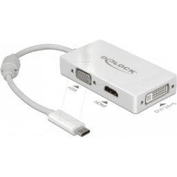 DELOCK 63924 - Adapter USB Type-C male > VGA, HDMI, DVI female white