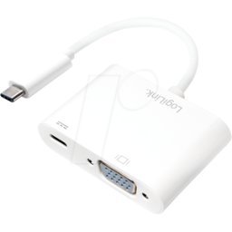 LOGILINK UA0259 - Adaptador, USB-C macho > VGA + PD, 1080p, blanco