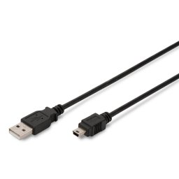 Digitus Cable de Conexión USB Tipo A-Mini USB 1.8m Negro