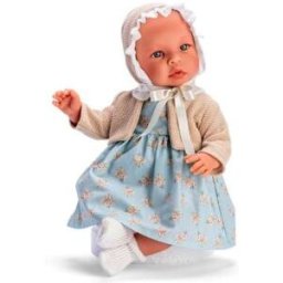 Muñeca Así 46 cm Leo con vestido azul de flores naranjas con c