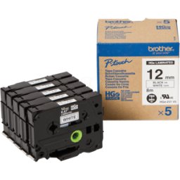 BROTHER P-TOUCH HGE-231 - Cinta de escritura de alta calidad, negro sobre blanco, multipac