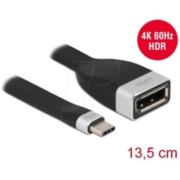DELOCK 86731 - Cable adaptador USB C > DP, 4K@60Hz, plano, 13,5 cm