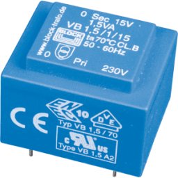 BLOCK TRANSFORMATOREN EI 30/12,5 206 - Transformador impreso, 1,5 va, 2x 6 V, 2x 125 mA, RM 20 mm