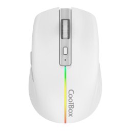 Ratón CoolBox W01 Inalámbrico 1600 DPI Blanco RGB Recargable 6 Botones