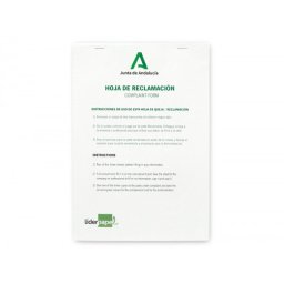 Libro liderpapel hojas de reclamaciones junta de andalucia din a4 24 juegos original + 2 copias