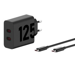 Motorola Turbopower Cargador 125W Doble Puerto USB-C Carga Rápida Con Cable 1m