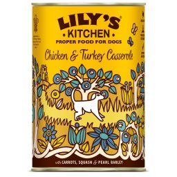 Lily's Kitchen Dinner 6 x 400 g para perros - Pollo y pavo con zanahoria, calabaza y cebada perlada