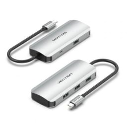 Hub Vention 5 puertos 5000Mbit/s TNAHB aluminio USB-C PD 4xUSB 3.2 Gen 1 + MicroUSB