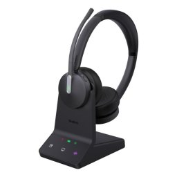 Auriculares Yealink WH64 Dual UC inalámbricos DECT y Bluetooth para oficina con micrófono y luz de ocupado negros